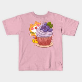 Shiba Inu Blueberry Cupcake Kids T-Shirt